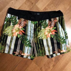 Mossimo Flower Stretch Floral Cuffed Chino Shorts Womens 2 VTG Print Retro SURF